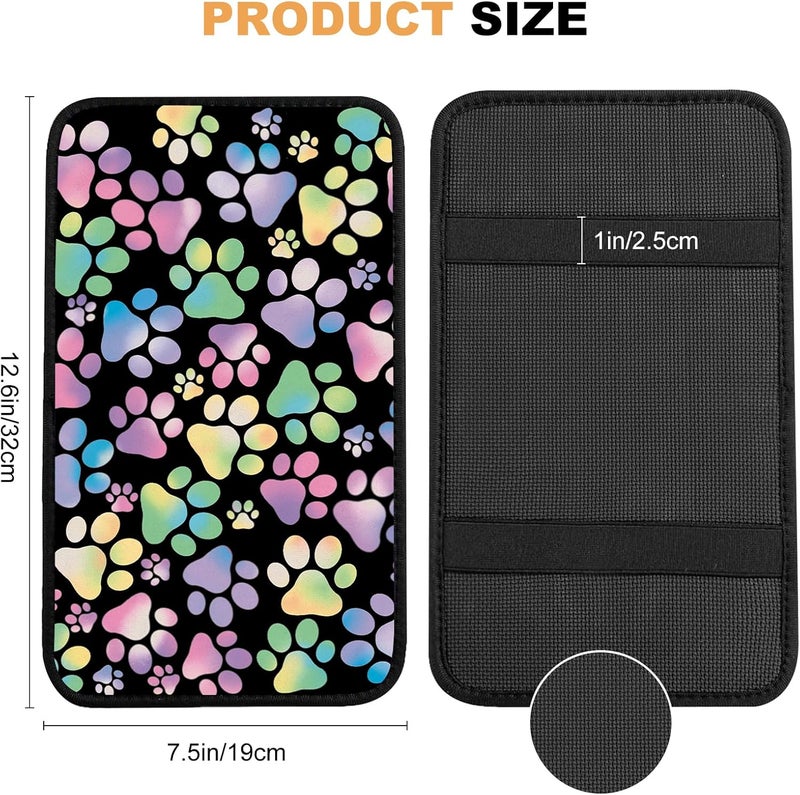 Adastrah Universal Car Center Console Cushion Pad,Dog Paw Print 2 Car Armrest Pad Car Armrest Seat Box Cover Protector for Most Vehicle, SUV, Truck, Car - Image 3